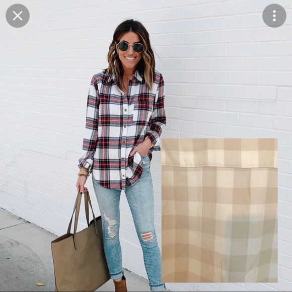 Boyfriend style flannel shirt *light beige colour* - Picture 1 of 5
